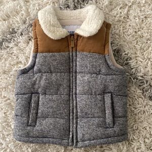 Old Navy Puffer Vest with Sherpa Neck Line 18-24m